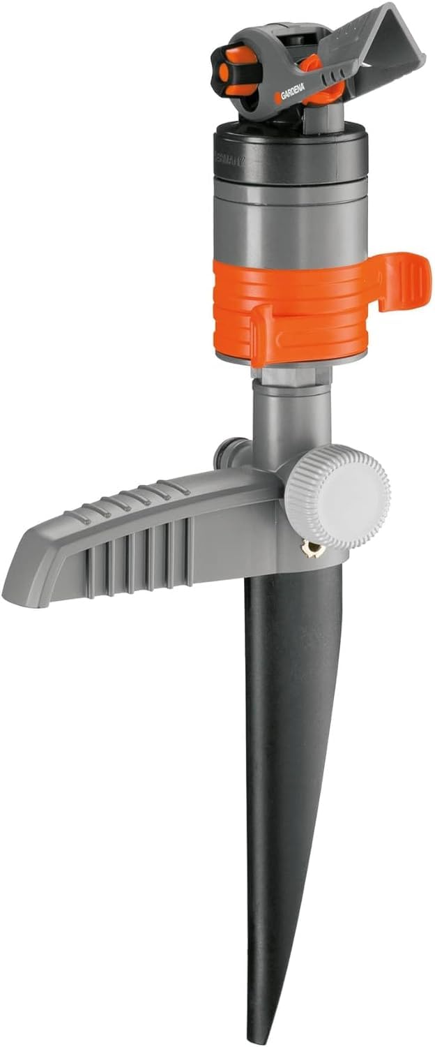 Gardena Comfort Turbine Control (on Spike): lawn sprinkler for irrigation large surfaces up to 450 m², throwing distance of 5-12 m, dirt-insensitive, low noise and easy-care (8144-20)