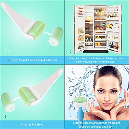 Eurobuy Ice Roller for Face & Eye Puffiness Migraine Pain Relief and Minor Injury,Set of 2 Roller Heads Ice Rolling Massager,Handhold Stainless Steel Roller,Skin Care Beauty Tool (Blue Green) - Thumbnail 4