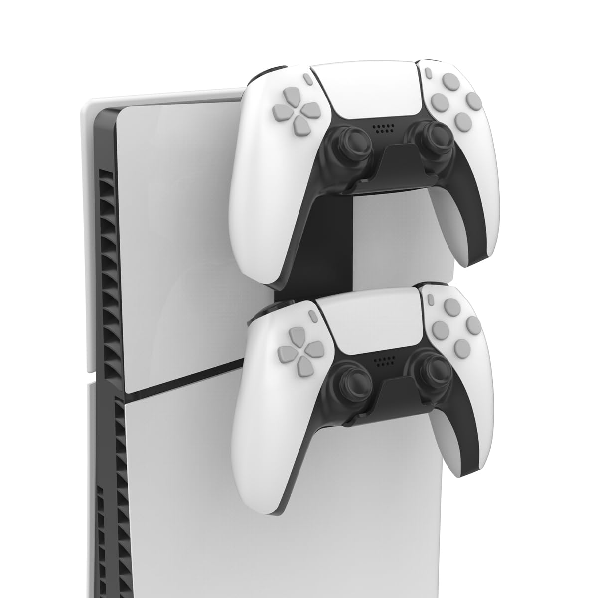 Monzlteck Dual Controller & Headset Holder for PS5 Slim/pro - No Screw Metal Wall Mount, Side Mount Storage, Space Saving Design for Gaming Setup Organization