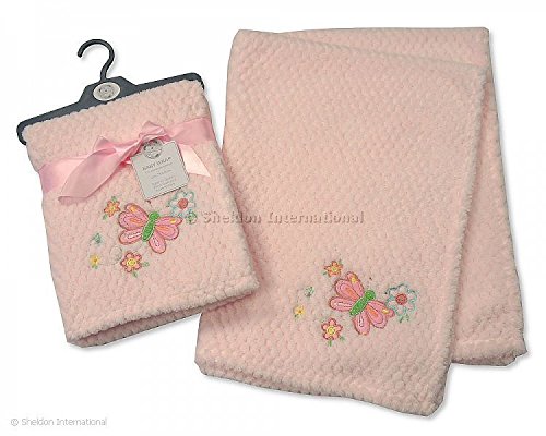 Baby Waffle Fleece Wrap Pink Blanket - Butterfly