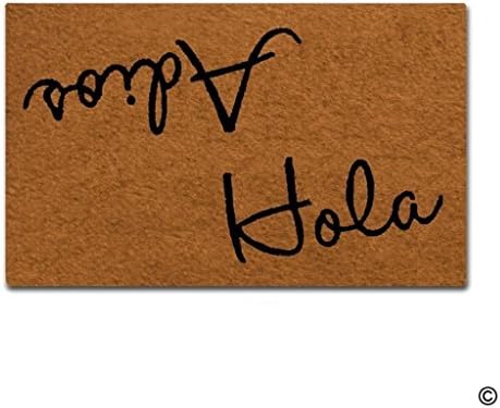 Megamagci Door Mat Entrance Mat Funny Door Mat Hola Adios Non-slip Doormat Machine Washable Non-woven Fabric