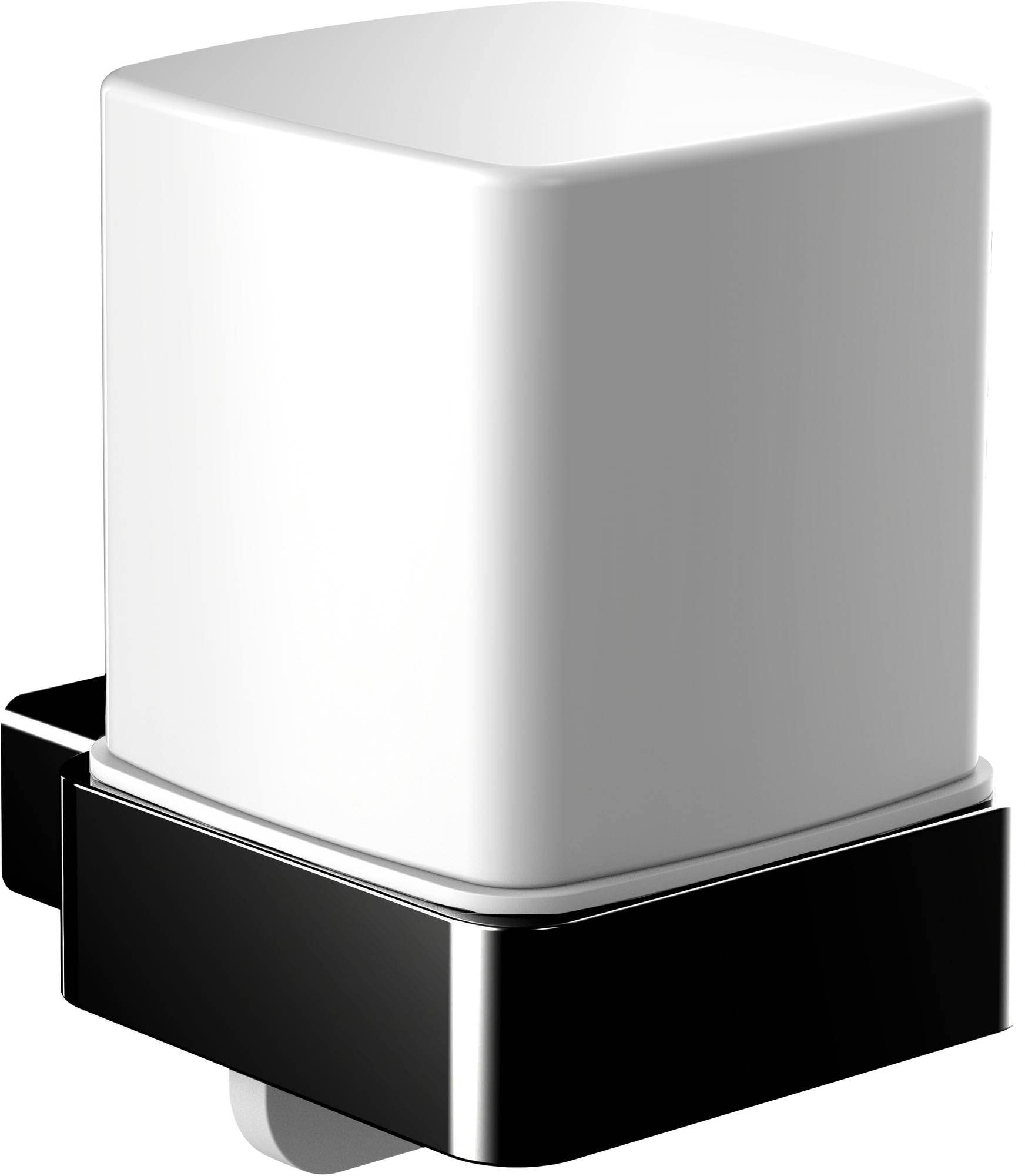 Emco Loft Wall Mounted Soap Dispenser, Elegant and Compact Wall Soap Dispenser Made of Metal and Crystal Glass, Liquid Soap Dispenser, Matte Black and Satin Finish