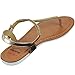 Alpine Swiss Womens Slingback T-Strap Gold Chain Accent Thong Sandals