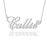 AOLO Callie Heart Name Necklace Silver Stainless