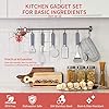 Uarter Kitchen Utensil Sets 5 Pcs - Kitchen Tools Essentials Gadgets - Cookware Gadgets/Accessories with Potato Masher | Peeler | Cheese Grater | Whisk | Pizza Cutter - Cooking Utensils for Daily Use