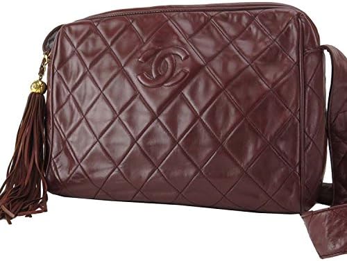 Amazon シャネル フリンジショルダーバッグ マトラッセ ラムスキン 赤茶 ボルドー色 金色 ココマーク Chanel 中古 Chanel シューズ バッグ