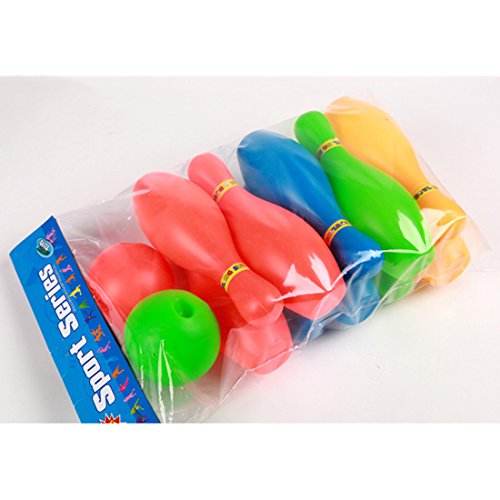 Fcoson Kids Plastic mini Bowling Set with Ball and Pins Party Toys for Children 4-8 - Thumbnail 5
