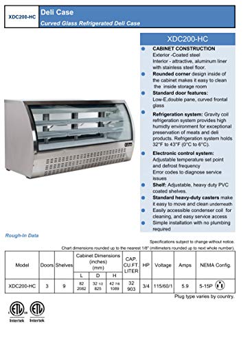 New 82" Xiltek Commercial All Stainless Steel Curved Glass Refrigerated Deli Case Display Case With LED Lighting - Thumbnail 4