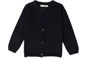 RJXDLT Girls Crewneck Cardigan Long Sleeve Children Button Cotton Sweater Uniform Sweaters for Little Girls