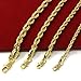 Jewel Town Mens 14k Yellow Gold Plated Width 3 4 5 6mm French Rope Link Chain Necklace