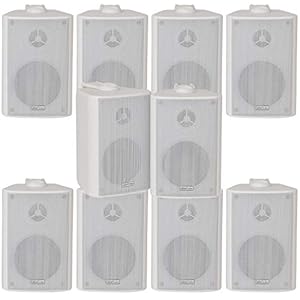 10x (5 paar) – 180W 2 Way Black Wall / plank gemonteerde stereoluidsprekers & beugels – 8″ 8Ohm – LOUD & BASS | Kwaliteit Home Music luidsprekers voor HiFi Surround Sound & Streaming Audio