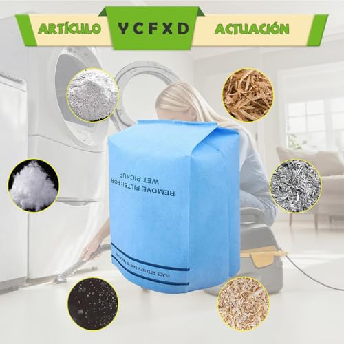 Filtro Para Aspiradora, Compatible con Koblenz Mod 45-0389-2,WS01025F2,artesano 9-38737,VF2000. Wet/Dry Bolsas para Aspiradora Lavable, Ocho bolsas filtrantes más cuatro correas y un cepillo.