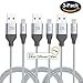BYZ Charging Cable iPhone Charger 3 pack Lightening Cable - 6ft iPhone Cable USB Sync & Charging Cord for iPhone 7 Plus 7 6S Plus 6 Plus SE 5S 5C 5, iPad 2 3 4 Mini, iPad Pro Air, iPod - Silver Grey
