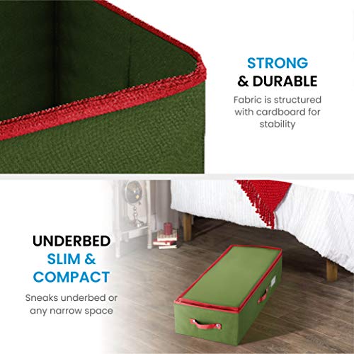 image for ZOBER Underbed Christmas Ornament Storage Box Zippered Closure - Store
