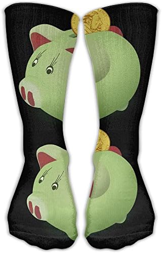 Men Women Credit Pig Coin Bank Moneybox Cold Weather Premium High Athletic Socks Sports Outdoor