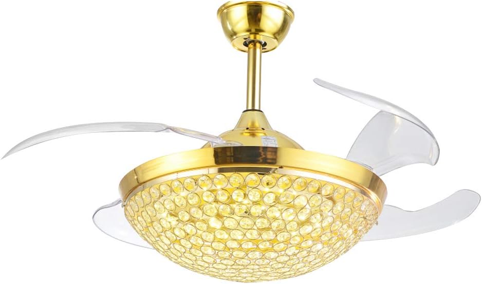 Luolax 42 Inch Modern Luxury Led Crystal Invisible Ceiling Fan