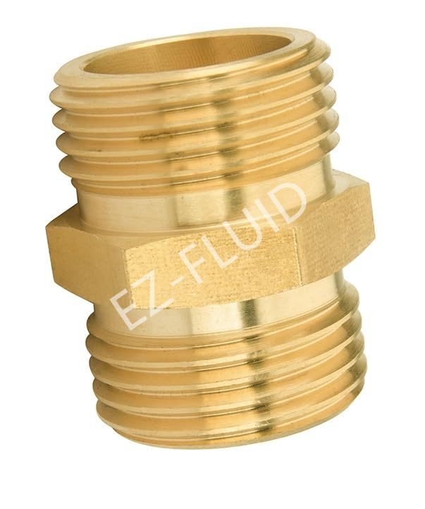 Photo 1 of (1-PK) EZ-FLuid 3/4" MHT X 3/4" MHT Male Garden Hose Adapter Connector Coupling,Brass Thread Garden Hose Threaded to Pipe Threaded Adapter Pipe Fitting