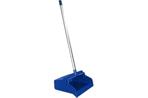 CARLISLE FOODSERVICE PRODUCTS SPARTA Upright Dustpan with Aluminum Handle, Serrated Edge for Broom Combing, Secure Yoke Lock with Easy Storage Hanging Hole for Commercial Cleaning, Plastic, 30 Inches, Blue