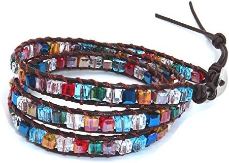 JadeNava YX Jewelry Dazzling Handmade Leather Wrap Multilayer 4 Mm Fashion Woven Bangle Bracelet Collection