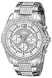 GUESS Men's U0291G1 Sporty Silver-Tone Stainless Steel Watch with Chronograph Dial and Deployment Buckle