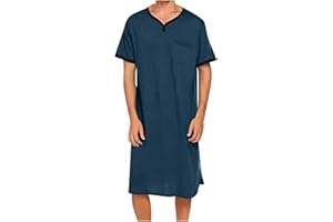 Mrmaere Mens Nightshirt for Sleeping Soft Comfy Sleepwear Nightgown Summer Henley Short Sleeve Sleep Shirt Lounge Nightwear