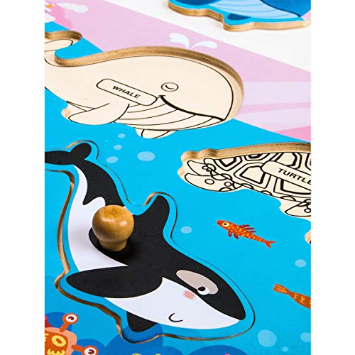 image for Robud Wooden peg Puzzle 5 Pieces-Jigsaw Puzzle Boards for Baby Kids-Go