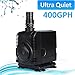 PetOde 400 GPH (1500/H, 25W, 115V) Submersible Water Pump Ultra Quiet Sump Pumps for Pond, Aquarium, Fish Tank Fountain, Hydroponics Statuary Water Pumps with 8.2ft Power Cord