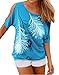 Relipop Women's Fashion Off Shoulder Tops Short Sleeve Blouse Casual T-Shirt (Medium, Sky Blue)