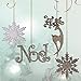 Valery Madelyn 18ct 6-15cm Champagne Gold Sparkling Essential Christmas Ornaments Set Glittery Christmas Decoration-Noel, Snowflake and Reindeer,18 Pcs Metal Hooks Included