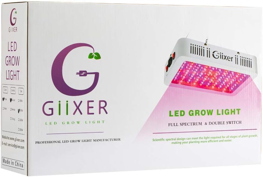Giixer 1000W LED Grow Light, Dual Switch & Dual Chips Full Spectrum LED Grow Light Hydroponic Indoor Plants Veg and Flower-1000 wattt ( 10W LEDs 100Pcs): Home Improvement