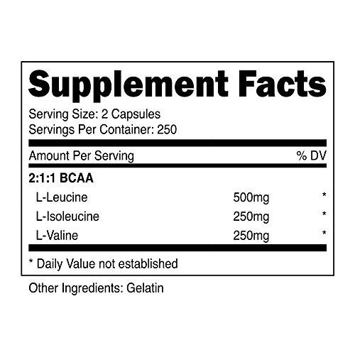 Nutricost BCAA Capsules 2:1:1 500mg, 500 Caps