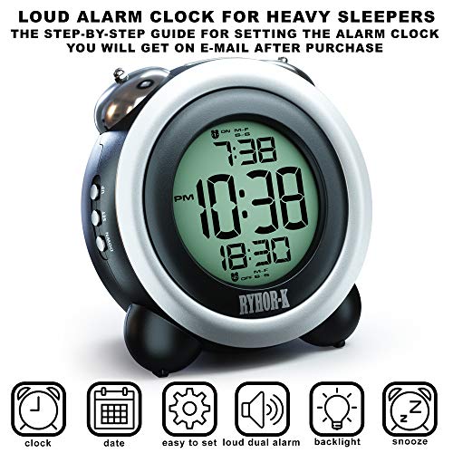 Loud Alarm Clock for Heavy Sleepers Simple Digital Clock Battery
