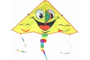 LMHHMIN Portable Children Triangle Shape Cartoon Kite Smile Pattern Toy Kites for Family Outdoor Play