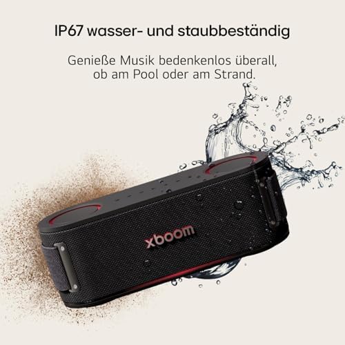 xboom Bounce by will.i.am, tragbarer Bluetooth-Lautsprecher (Signature Sound, nach Oben gerichtete Passivstrahler, IP67, bis zu 30 Std. Akkulaufzeit), Schwarz [Modelljahr: 2025]