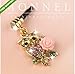 IP422-B Cute Pink Crystal Rose OWL Anti Dust Ear Cap Plug for iPhone Android 3.5mm Ear Jack
