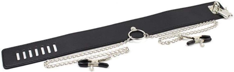 The Bondage locker Fetish and Bondage Neck Collar with Nipple Clamps, Black, 2 Count (Pack of 1) - Image 3