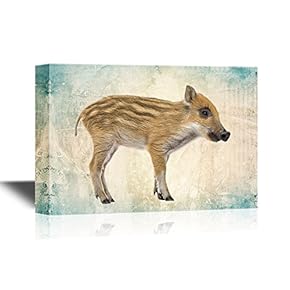 Wild Animal Canvas Wall Art - A Little Wild Boar on Abstract Background - Gallery Wrap Modern Home Art | Ready to Hang - 12x18 inches