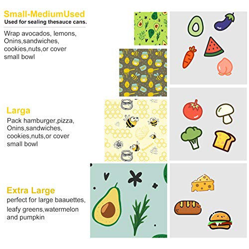 Bienenwachstücher wachstücher, 8er Set – Bio Wickeltücher aus Bienenwachs – 100% Natürlich & Umweltfreundlich Bienenwachstuch Wachstücher groß Beeswax wrap – Wiederverwendbar - Lebensmittelecht