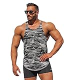Physique Bodyware Men's Camouflage Y Back Stringer Tank Top. Made in America