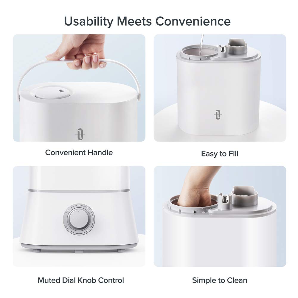 TaoTronics 26dB Quiet Humidifiers for Bedroom, 4L Ultrasonic Cool Mist