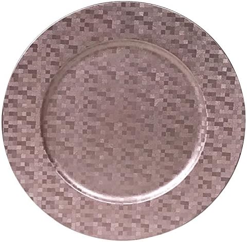 Charger Plates Shimmering Metallic Squares Design, Set of 4 (Rose)