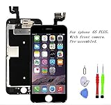 Premium Screen Replacement compatible with iPhone 6s plus 5.5 inch Full Assembly - LCD 3D Touch Display digitizer with front camera, Ear Speaker and Sensors, compatible with all iPhone 6s plus (BLACK)