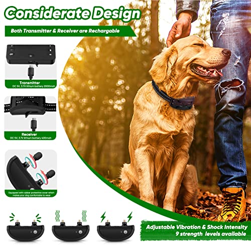 Wireless Dog Fence, 2023 Electric Fence for 2 Dogs Shocks Training