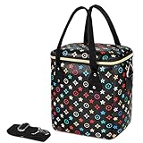 Tophie Lunch Bag Insulated Lunch Box Cooler Bag Water-resistant Thermal Lunch Bag for Women and Girls with Shoulder Strap Soft PU Leather Lunch Tote Bag for Work/School/Picnic(Flower)