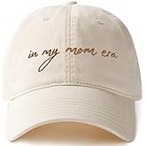 in My Mom Era Hat - Beige Baseball Cap for Moms, High Ponytail Hole, Minimalist Design, Mothers & New Mom Gifts