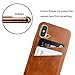 LUCKYCOIN Leather Case for iPhone Xs Cover Slim Shell Cases Vintage Full Grain Leather Card Holder with Protective Metal Silver Side Buttons
