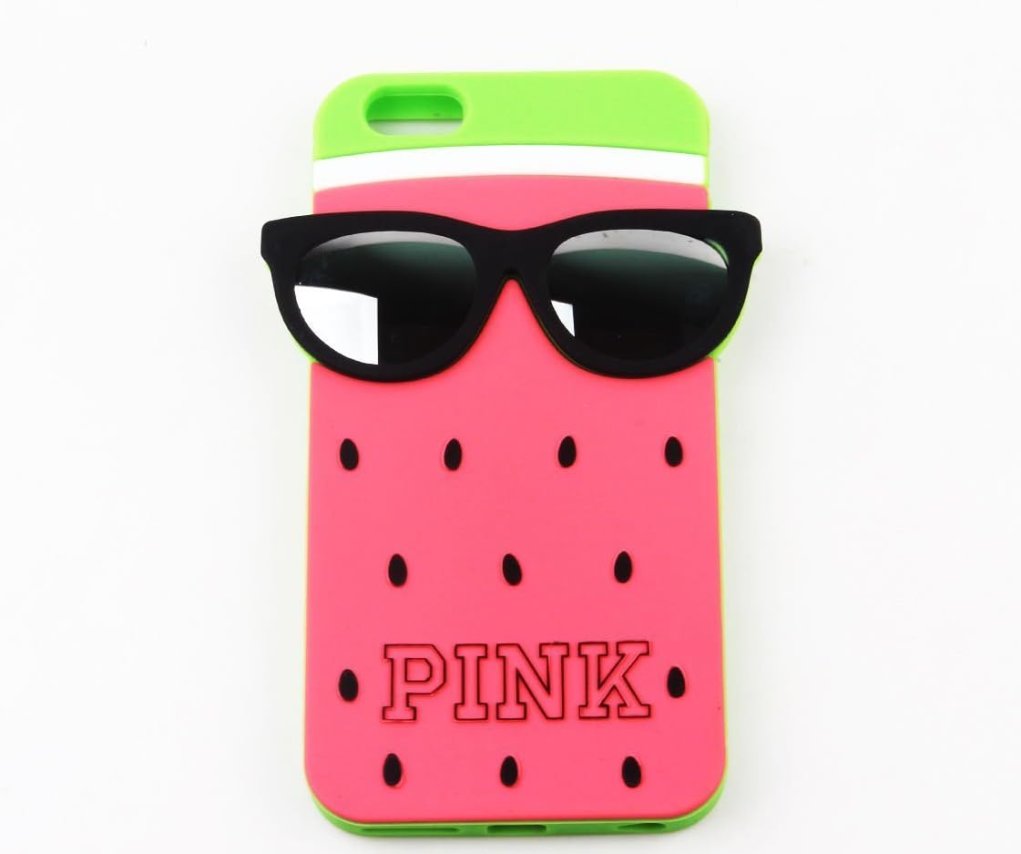 Efreecity Fashion 3D Glasses Pattern Silicon Case Cover for Apple iPhone 6 4.7"(watermelon red)