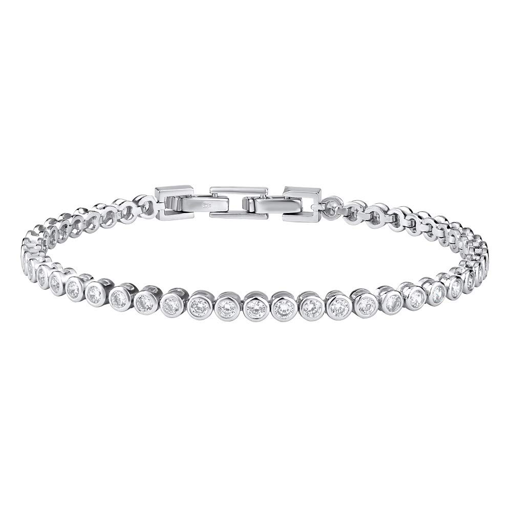 SILVEGO Women's 925 Sterling Silver Tennis Bracelet OLIVIA White Cubic Zirconia