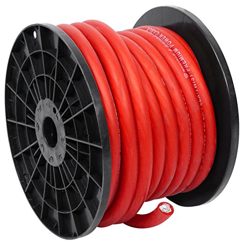 Rockville R0G50RED 0 Gauge 50 Foot Spool Red Car Amp Power+Ground Wire Cable