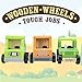 Wooden Wheels Tough Jobs Pack: Natural Beech Wood Tractor, Pickup Truck, and Cement Mixer